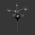 Mechanical Spider Creature With Metal Claws Red Components And Wooden Base 3d model