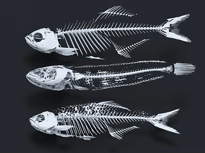 Medical Device 3D Fish Bone Skeletal Models for Anatomical Research and Study 3d model