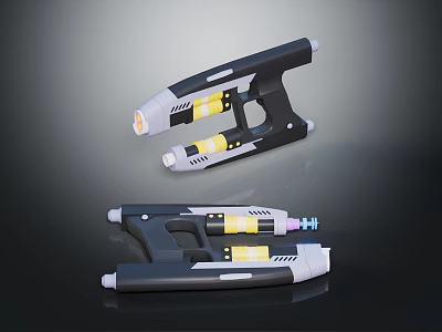 Futuristic Sci Fi Weapon Design With Black White Yellow Accents And Glowing Parts 3d model