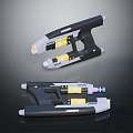Futuristic Sci Fi Weapon Design With Black White Yellow Accents And Glowing Parts