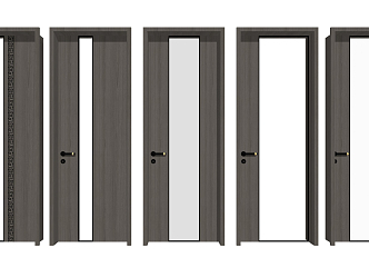 Modern swing door wooden door glass door combination 3d model