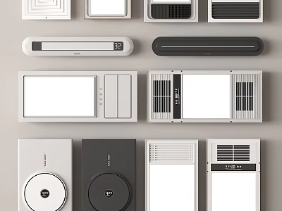 Modern Bathroom Kitchen Appliances With Ventilation Lighting And White Black Designs 3d model