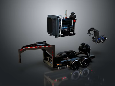 Detailed 3D Model of Heavy Duty Trailer Chassis With Mechanical Components 3d model