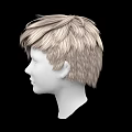 Game Movie Character 3D Head Model With Short Blonde Hair On Black Background