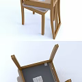 Wooden Frame Dining Chairs With Light Gray Fabric Seat And Vertical Backrest Slats
