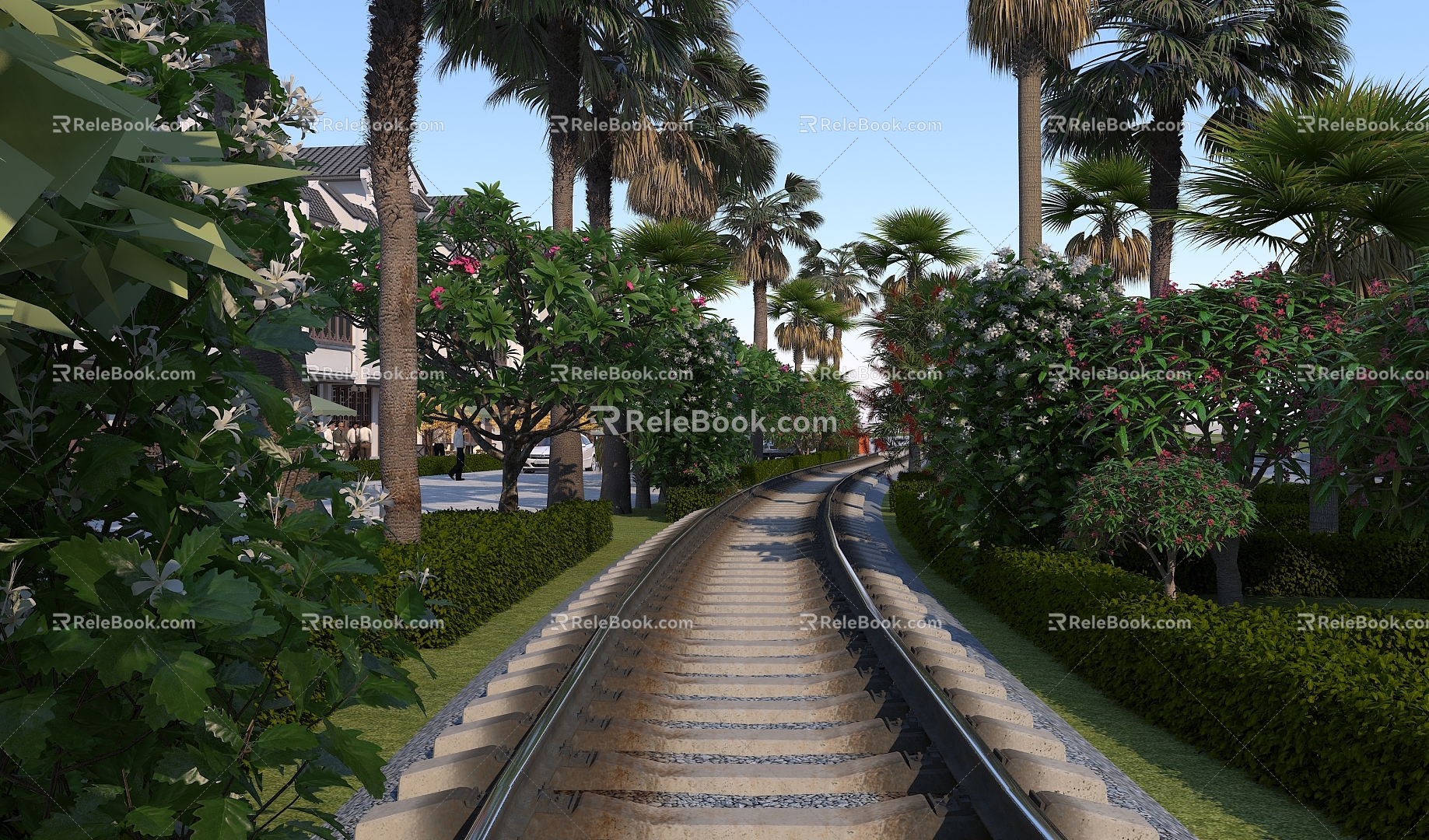 modern railway 3d model