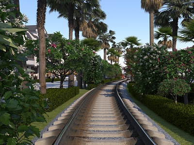 modern railway 3d model