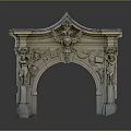Ornate Carved Arched Entrance Gate Featuring Angel Statues And Decorative Pillars