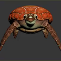 Vibrant Red Shelled Sea Turtle With Detailed Eyes And Brown Limbs In Illustration