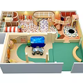 Electric Toys in Children's Indoor Play Area with Ball Pit Slide and Interactive Structures