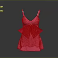 Pink Spaghetti Strap V Neck Dress With Lace Trim Hem And Back Bow Detail