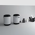 Modern Kitchen Utensils Collection With Thermos Trash Bins Knife Block And Cups