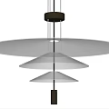 Modern Chandelier With Multiple White Circular Shades And Metal Hanging Structure