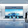Modern Technology Exhibition Hall Showcasing Future Tech Production R&D Display With Large Screen 3d model