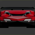 Red Low Poly Racing Car With Black Spoiler White Wheels And Silver Accents