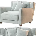 Light Gray Upholstered Sofa Stool With Modern Design And Comfortable Decorative Pillows 3d model