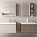 Modern bathroom cabinet Hanging sink faucet mirror 3d model