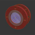 Handcrafted Wooden Stone Red Circular Flange With Central Metal Mesh