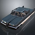 Vintage Classic Car With Dark Streamlined Body And Retro Interior Design Details