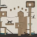 Wooden Cat Tree Furniture With Scratching Posts Platforms And Cozy Beds