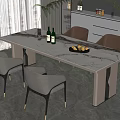 Modern Luxury Dining Table Set With Marble Top Four Chairs For Elegant Kitchen Dining Area 3d model