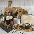 Modern Kitchen Decorative Ornamental Pieces Set With Coffee Machine Toaster Jars Plants And Cutting Boards