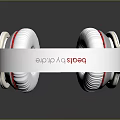 White Over Ear Headphones With Red Stripes Sleek Design And Dark Background