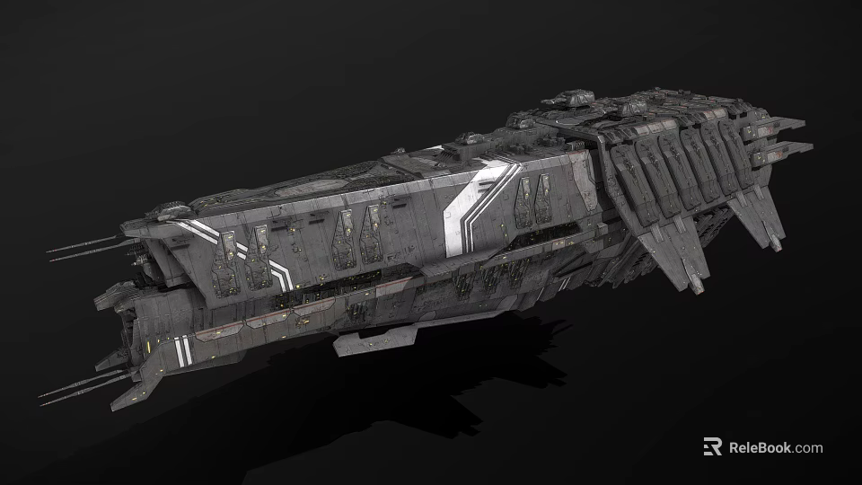 Futuristic Fighter Jet With Complex Structure Armored Exterior Industrial Modules And Gray White Color Scheme 3d model 