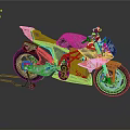 Sporty Red And White Motorcycle With Yellow Forks And Unique Frame Design