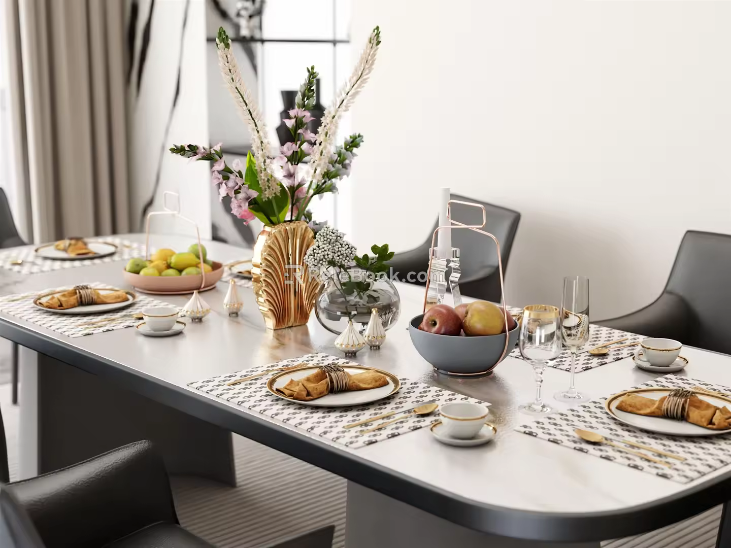 Modern Tableware Dining Table 3d model