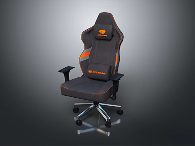 Gray And Orange Razerback Gaming Chair With High Back Ergonomic Design Armrests And Swivel Wheels 3d model