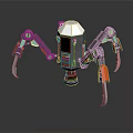 Mechanical Spider Robot With Multiple Metal Legs And Red Claws On Shiny Reflective Surface 3d model
