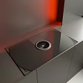 Sleek Modern Built in Kitchen Appliance with Black Glass Countertop Vent