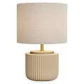 Table Lamp With Beige Pleated Base Golden Stem And Fabric Shade