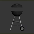 Black Barbecue Grill with Lid Wheels and Metal Stand for Outdoor Cooking