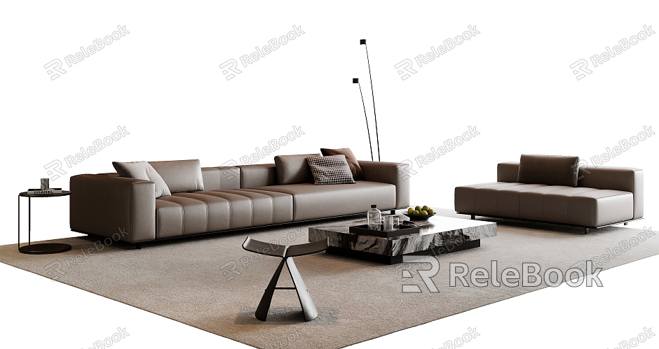 Modern Italian Sofa Coffee Table Combination Leather Sofa Multi-Person Sofa Single Sofa Sofa Stool Living Room Sofa Side Table Leisure Chair model