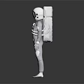 A Man Standing In White Spacesuit With Backpack And Helmet On Dark Background