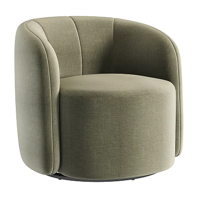 Modern Light Green Accent Chair With Curved Armrests Rounded Seat And Upholstered Fabric 3d model