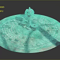 Classic Outdoor Fountain With Circular Stone Paved Base And Column Structure