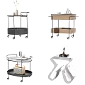Modern Minimalist Side Tables With Wheels Metal Frame And Wooden Shelves