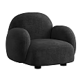 Beige Single Sofa With Soft Fluffy Fabric Rounded Armrests And Wooden Legs