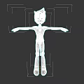 3D Game Movie Character With Blonde Hair Crown Purple Bodysuit Yellow Lines Outstretched Arms