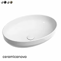 White Oval Shaped Above Counter Washbasin With Smooth Surface And Round Drain Hole