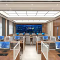 Modern Command Center Control Room With Multiple Computers And Large Screen 3d model