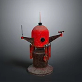 Red Dome Mechanical Device With Brown Base Antenna And Side Brackets
