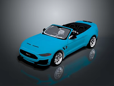 Blue Convertible Sports Car With Sleek Body Design Black Interior And Silver Wheels 3d model