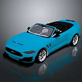 Blue Convertible Sports Car With Sleek Body Design Black Interior And Silver Wheels
