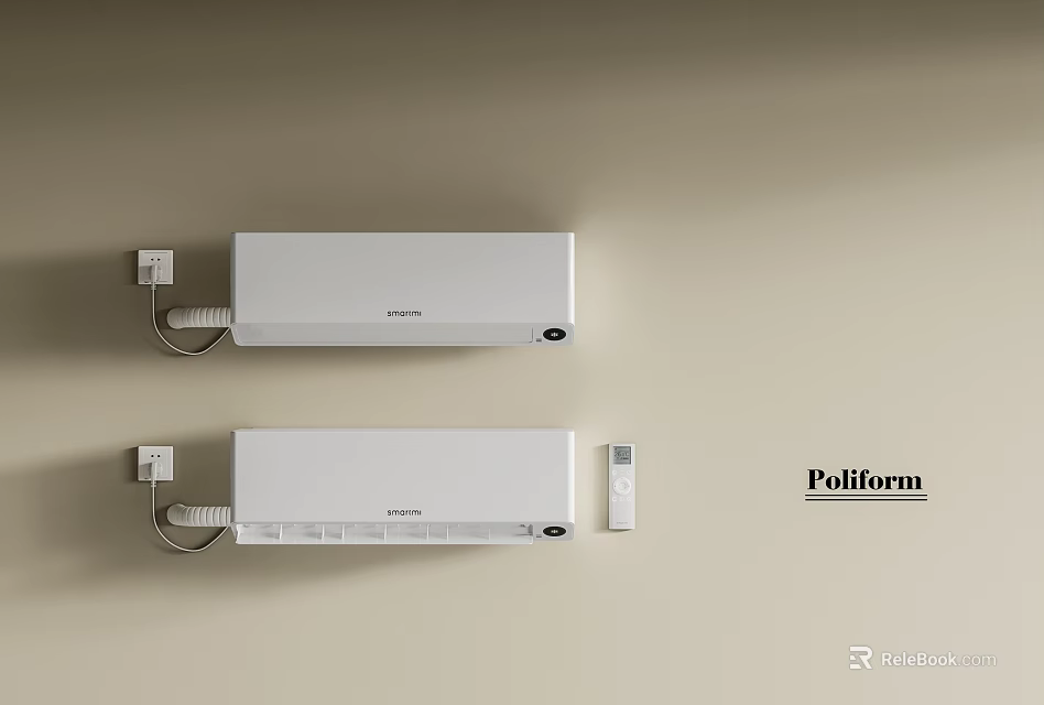 White Poliform Wall Mounted Air Conditioner Fans With Modern Compact Design 3d model 