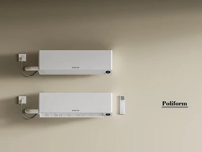 White Poliform Wall Mounted Air Conditioner Fans With Modern Compact Design 3d model