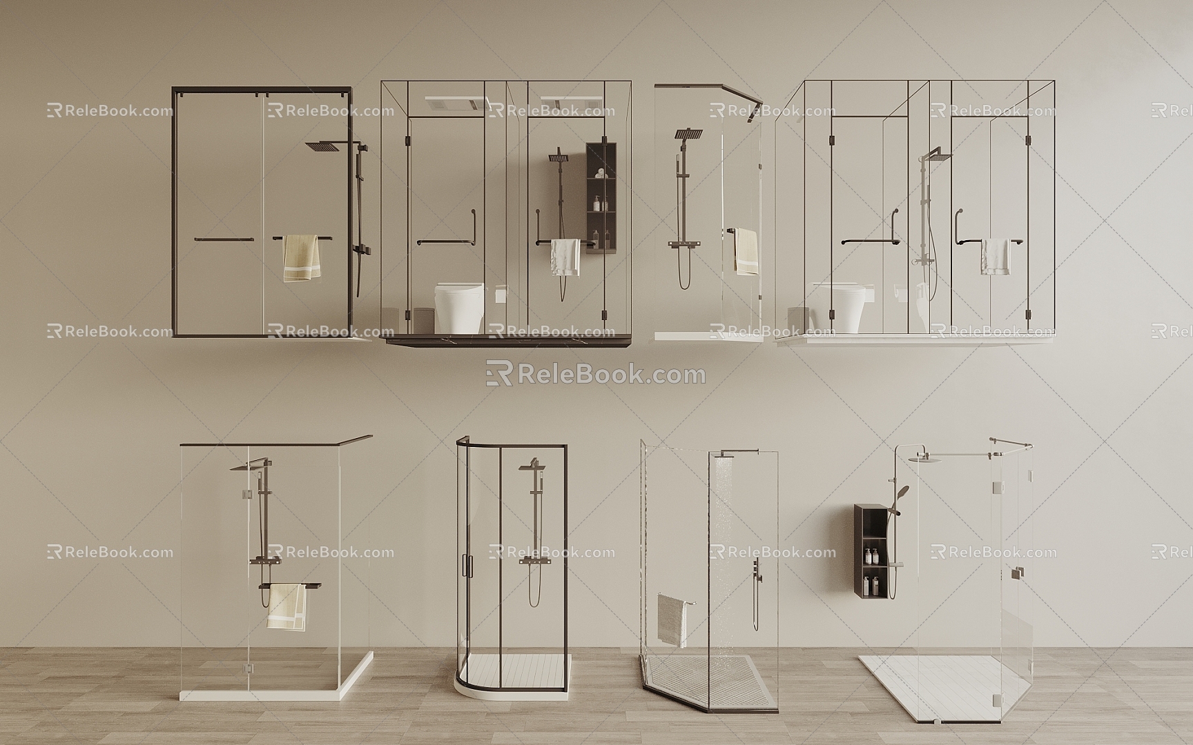 Modern Shower Partition Shower Room Shower Room Bathroom Glass Door Shower 3d model